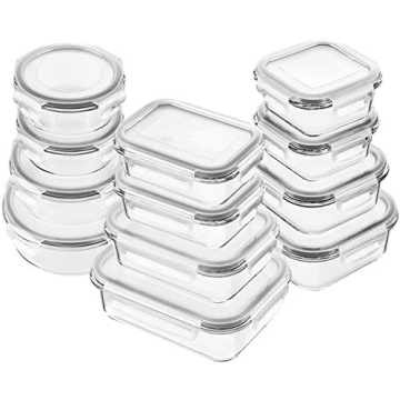 BAYCO Glass Food Storage Containers, 12-Piece Airtight Meal Prep Set - Eco-Friendly & Leak-Proof 24-...