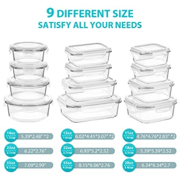 BAYCO 12 Piece Glass Storage Containers - Airtight & BPA Free