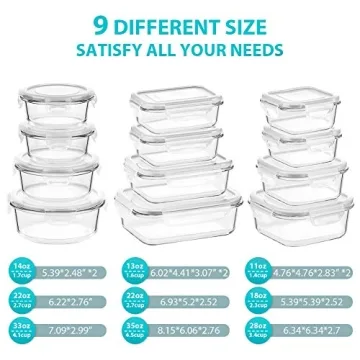BAYCO 12 Piece Glass Storage Containers - Airtight & BPA Free