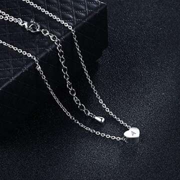 ZRAY Tiny Heart Initial Necklace 18K Silver Filled Handmade Dainty Personalized Letter Heart Choker Necklace Alphabet Pendant Jewelry Gift for Women Teen Girls（A）