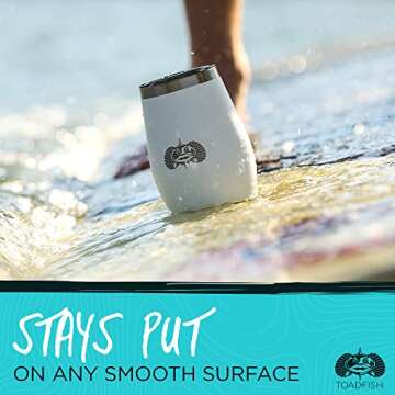 Toadfish Non-tipping 10oz Double Wall Insulated Stainless Steel Stemless Travel Wine Tumbler w/East Slide Lid - Teal