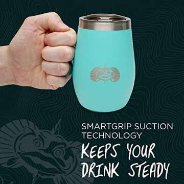 Toadfish Non-tipping 10oz Double Wall Insulated Stainless Steel Stemless Travel Wine Tumbler w/East Slide Lid - Teal