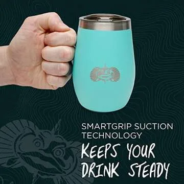 Toadfish Non-tipping 10oz Double Wall Insulated Stainless Steel Stemless Travel Wine Tumbler w/East Slide Lid - Teal