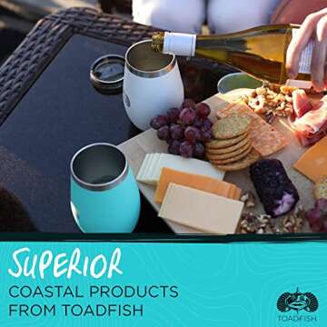 Toadfish Non-tipping 10oz Double Wall Insulated Stainless Steel Stemless Travel Wine Tumbler w/East Slide Lid - Teal
