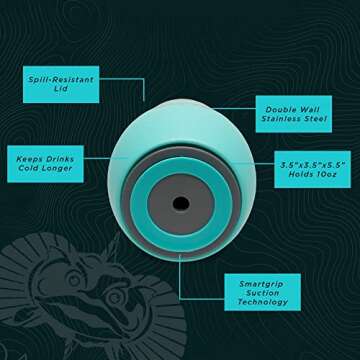 Toadfish Non-tipping 10oz Double Wall Insulated Stainless Steel Stemless Travel Wine Tumbler w/East Slide Lid - Teal