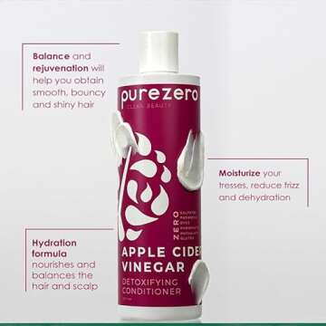 Purezero Apple Cider Vinegar Shampoo & Conditioner Set - Detox Scalp & Hair - pH balanced -Increase Hydration - Zero Sulfates, Parabens, Dyes - 100% Vegan & Cruelty Free - Great For Color Treated Hair