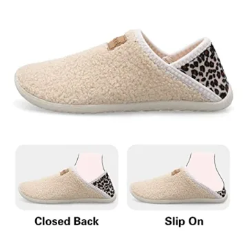 Spesoul Fuzzy House Slippers for Women Men Indoor Closed Back Lightweight Cozy Faux Furry Lining Barefoot House Shoes Slipper Socks for Bedroom Home Office Yoga Outdoor Walking Shoes 6.5-7.5 Women/5-5.5 Men