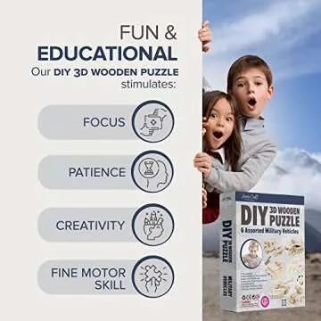 Hands Craft DIY 3D Wooden Puzzle Military Vehicles Set