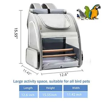 Texsens Bird Carrier Backpack - Pet Travel Cage with Upgraded Tray and Standing Perches, Breathable ...