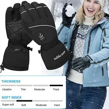 Upgraded Heated Gloves Men Women,Ski Motorcycle Electric Battery Mittens Gloves