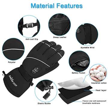 Upgraded Heated Gloves Men Women,Ski Motorcycle Electric Battery Mittens Gloves
