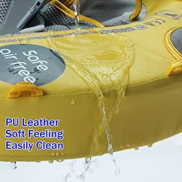 Preself Upgraded Baby Float Non-Inflatable Mambobaby Swim Ring, Infant Soft Solid Swimming Trainer, Baby Pool Float with Removable UPF 50+ UV Sun Protection Canopy (Yellow Ladybug)