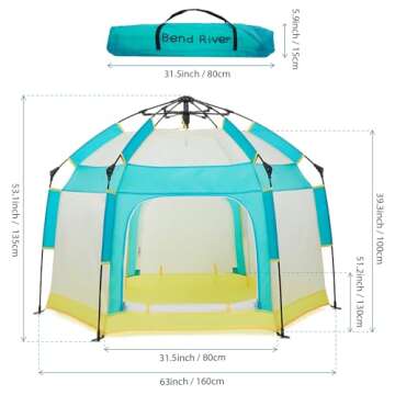 Bend River Baby Playpen with Canopy, Portable Baby Beach Tent, Toddler Play Yard Indoor and Outdoor,...
