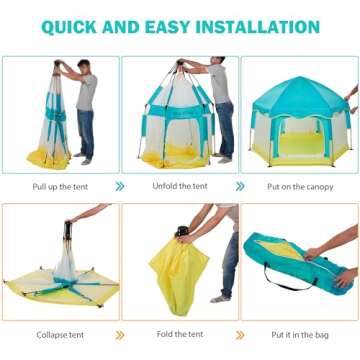 Bend River Baby Playpen with Canopy, Portable Baby Beach Tent, Toddler Play Yard Indoor and Outdoor, Foldable Mosquito Net for Infant - Green