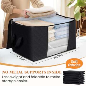Fab totes 8 Pack Clothes Storage, Foldable Thick Fabric Blanket Storage Bags, Storage Containers for...