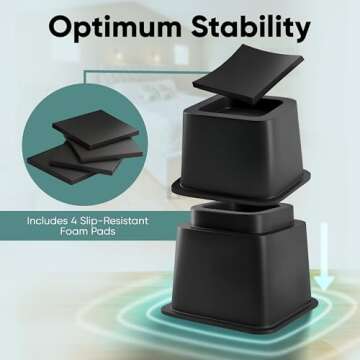 Home Intuition Heavy Duty Adjustable Bed Risers Furniture Riser 3.7, 5 or 8.7-Inch, 4 Pack, 8-Piece ...
