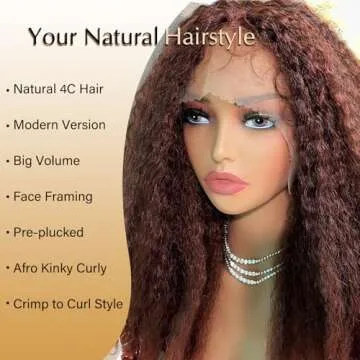 SOKU Afro Curly Lace Front Wig Synthetic Copper Red T Part 20 Inch Crimp to Curl Kinky Straight with Curly Ends Pre-plucked with Baby Hair Transparent Swiss Lace Yaki Texture Ginger Wigs for Women