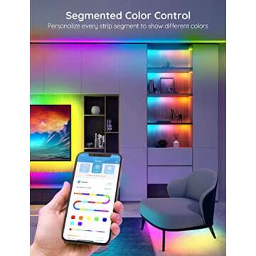 Govee 16.4ft RGBIC LED Strip Lights, Segmented Control, App Control, Remote and Control Box, Enhanced Music Mode, Scene Modes, LED Light Stip for Parties, Room, Kitchen, Holiday, Home Decor