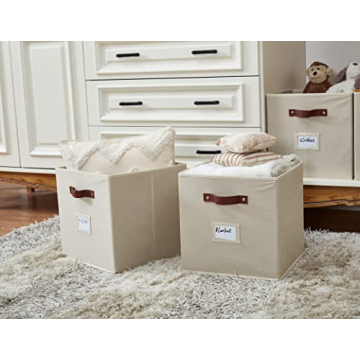 Stylish DECOMOMO Cube Storage Bins with Labels and Handles