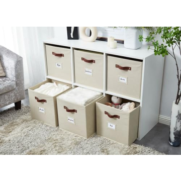Stylish DECOMOMO Cube Storage Bins with Labels and Handles