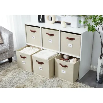Stylish DECOMOMO Cube Storage Bins with Labels and Handles