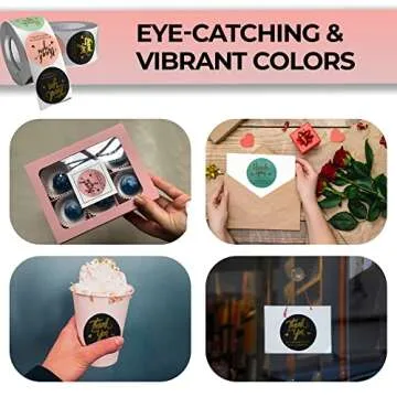 600 Pcs Thank You Stickers, 1.5 Inch Thank You Stickers for Small Business, Self-Adhesive and Waterproof Stickers Roll of 3 Colors, Strong and Durable Stickers of Synthetic Paper