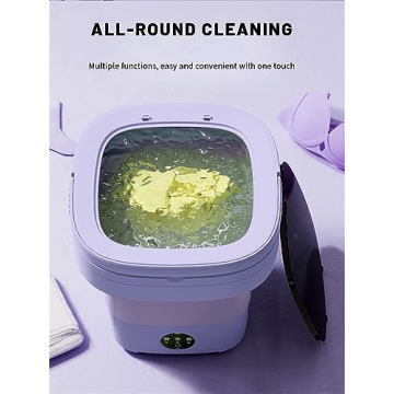 Portable Washing Machine, Mini Washer,15L Upgraded Large Capacity Foldable Washer.Deep Cleaning of Underwear, Baby Clothes and Other Small Clothes.Suitable for Apartments, Dormitories, Hotels.(Purple)