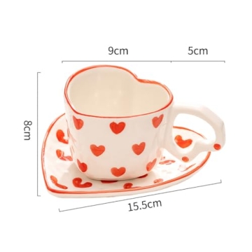 Heart Shaped Ceramic Mug Set - Perfect for Gifts and Tea