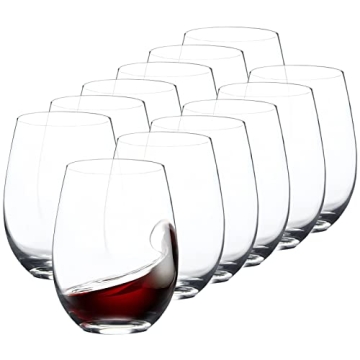 FAWLES Stemless Wine Glasses Set of 12, Elegant & Dishwasher Safe