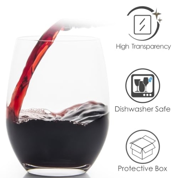 FAWLES Stemless Wine Glasses Set of 12, Elegant & Dishwasher Safe