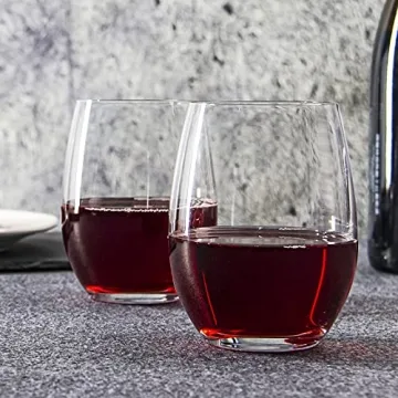 FAWLES Stemless Wine Glasses Set of 12, Elegant & Dishwasher Safe