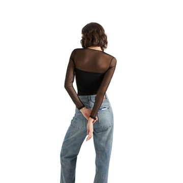 Trendy Mesh Long Sleeve Top for Women by SUUKSESS