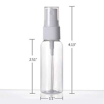 ALINK Spray Bottle, Empty Plastic Clear Small Travel Bottles with Fine Mist Sprayer for Cleaning Solutions and Essential Oils, 30 ml (1 oz.) Pack of 6 Plus Cleaning Cloth and Dropper