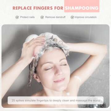 FREATECH Scalp Massager Shampoo Brush with Soft Silicone Bristles for Hair Growth and Scalp Care, Shower Hair Brush Head Massager Scalp Scrubber Exfoliator for Dandruff, Men Women Kids, Chalk Pink