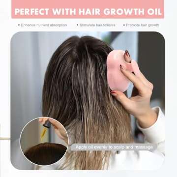 FREATECH Scalp Massager Shampoo Brush with Soft Silicone Bristles for Hair Growth and Scalp Care, Shower Hair Brush Head Massager Scalp Scrubber Exfoliator for Dandruff, Men Women Kids, Chalk Pink