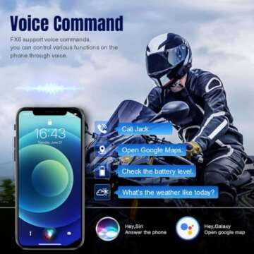 FODSPORTS Motorcycle Bluetooth Headset 2 Pack FX6 1000M 6 Riders Group Motorcycle Intercom Universal Bluetooth Motorcycle Helmet Communication System Voice Command 2 Port Design