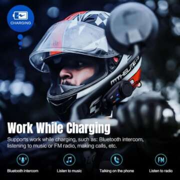 FODSPORTS Motorcycle Bluetooth Headset 2 Pack FX6 1000M 6 Riders Group Motorcycle Intercom Universal Bluetooth Motorcycle Helmet Communication System Voice Command 2 Port Design