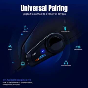FODSPORTS Motorcycle Bluetooth Headset 2 Pack FX6 1000M 6 Riders Group Motorcycle Intercom Universal Bluetooth Motorcycle Helmet Communication System Voice Command 2 Port Design