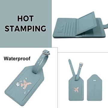 Melsbrinna Rfid Passport Holder for Travel women/Men Set Travel Suitcase Tag, Cute Passport Wallet Rfid Blocking Card Slots, Rfid Passport Cover/CaseTravel Wallet (Green1)