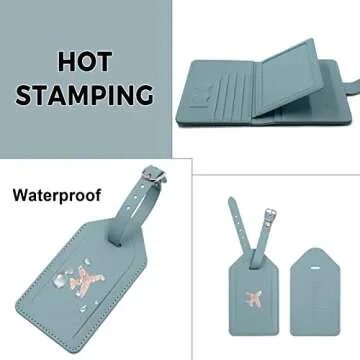 Melsbrinna Rfid Passport Holder for Travel women/Men Set Travel Suitcase Tag, Cute Passport Wallet Rfid Blocking Card Slots, Rfid Passport Cover/CaseTravel Wallet (Green1)