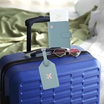 Melsbrinna Rfid Passport Holder for Travel women/Men Set Travel Suitcase Tag, Cute Passport Wallet Rfid Blocking Card Slots, Rfid Passport Cover/CaseTravel Wallet (Green1)