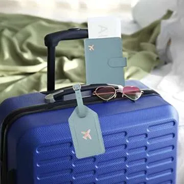 Melsbrinna Rfid Passport Holder for Travel women/Men Set Travel Suitcase Tag, Cute Passport Wallet Rfid Blocking Card Slots, Rfid Passport Cover/CaseTravel Wallet (Green1)