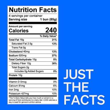 UNBUN Totally Grain Free and Keto Buns, 12 Ounce, 5g Net Carbs, 10g Protein, 10g Fiber, 0g Added Sugars Per Bun, Gluten Free, Certified Keto Almond Flour Buns