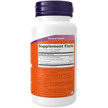 NOW Foods Supplements, Beta-Glucans with ImmunEnhancer™ with Larch Arabinogalactan, Extra Strength, 60 Veg Capsules