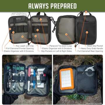 MAXPEDITION Double-Decker EDC Pocket Organizer (5” x 2.5” x 7”) EDC Pouch, Tactical Tool Pouch for Organization, MOLLE Accessories for Everyday Carry (Black) 0247B