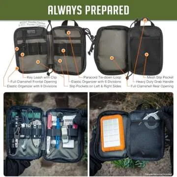 MAXPEDITION Double-Decker EDC Pocket Organizer (5” x 2.5” x 7”) EDC Pouch, Tactical Tool Pouch for Organization, MOLLE Accessories for Everyday Carry (Black) 0247B