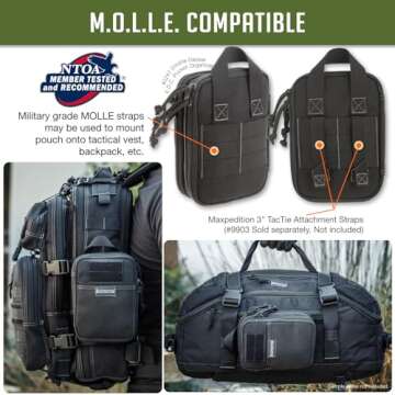 MAXPEDITION Double-Decker EDC Pocket Organizer (5” x 2.5” x 7”) EDC Pouch, Tactical Tool Pouch for Organization, MOLLE Accessories for Everyday Carry (Black) 0247B