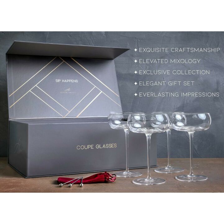 Luxury Coupe Glasses Set - Handcrafted Vintage Design