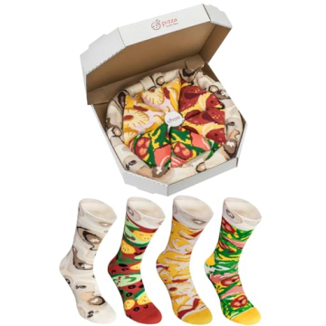 Rainbow Socks - Pizza Box Socks - 4 pairs MIX Hawaii Italian Pepperoni Cotton Socks L Made In EU