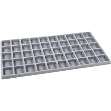FindingKing 5 Gray 50 Slot Pendant Jewelry Showcase Display Tray Inserts, Each Compartment measures 1 1/8" x 1 1/4" (28 x 31 mm)